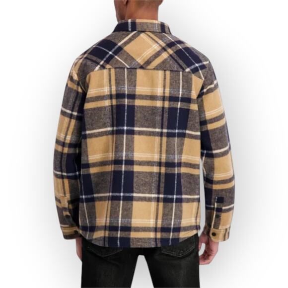 XXL NEW Dakine Shirt-Jac Shacket Chore Barn Snap Navy Khaki Plaid Flannel - Picture 14 of 14